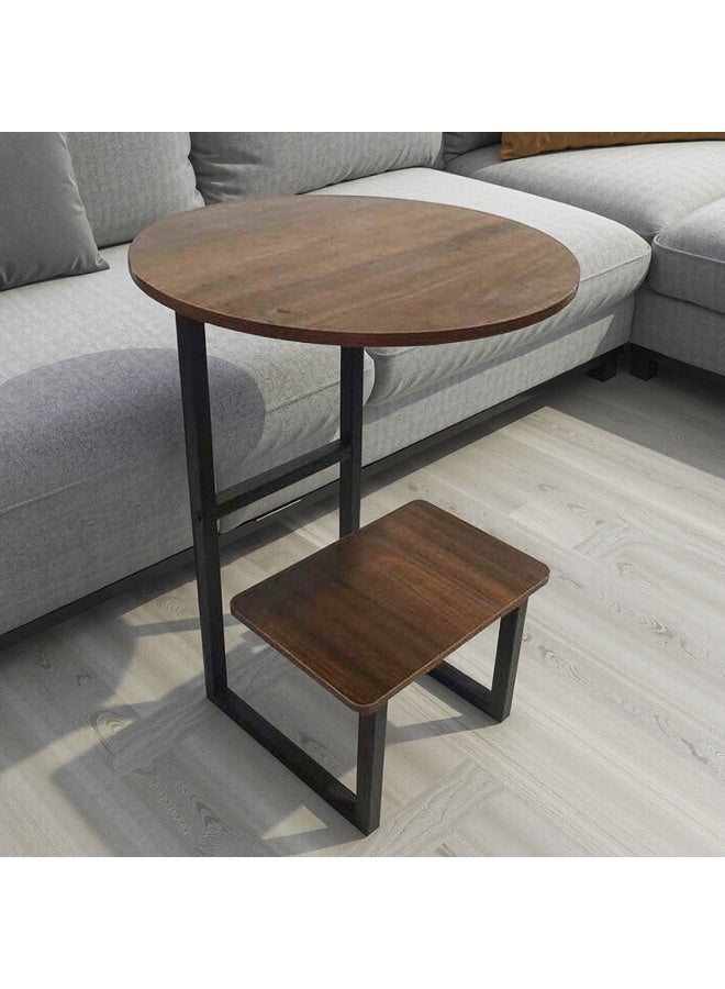 DubaiGallery Luxury Brown End Table with Storage Platform Bring a touch of luxury to your home with this Brown end table. The lower platform offers extra storage, while the round top provides a stylish surface for decor, drinks, or gadgets. - Image 2